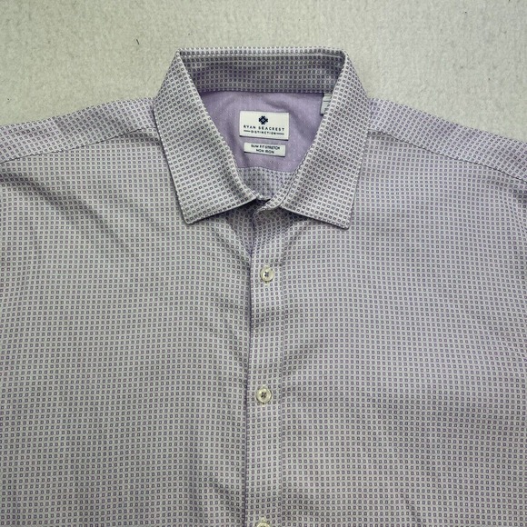 Ryan Seacrest Distinction Dress Shirt Mens 17 36/37 Slim Fit Non-Iron Purple - Picture 4 of 12